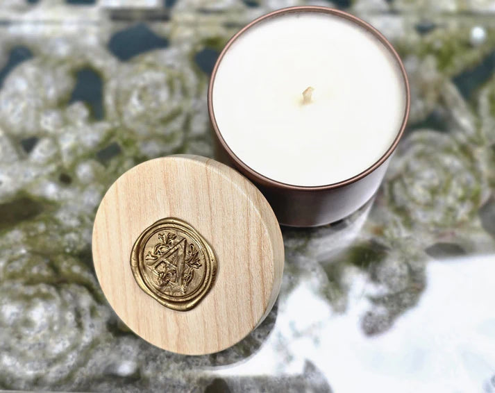 Leather Scented Candle in a Metal Tin